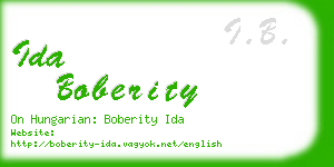 ida boberity business card